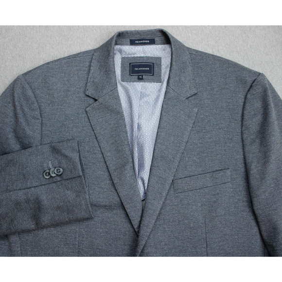 7Diamonds Blazer Mens XL Gray Stretch 2 Buttons Notch Label Unstructured - Picture 1 of 12